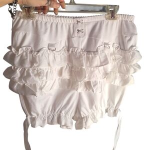 White Ruffled Bloomer Shorts Forest Ink Large